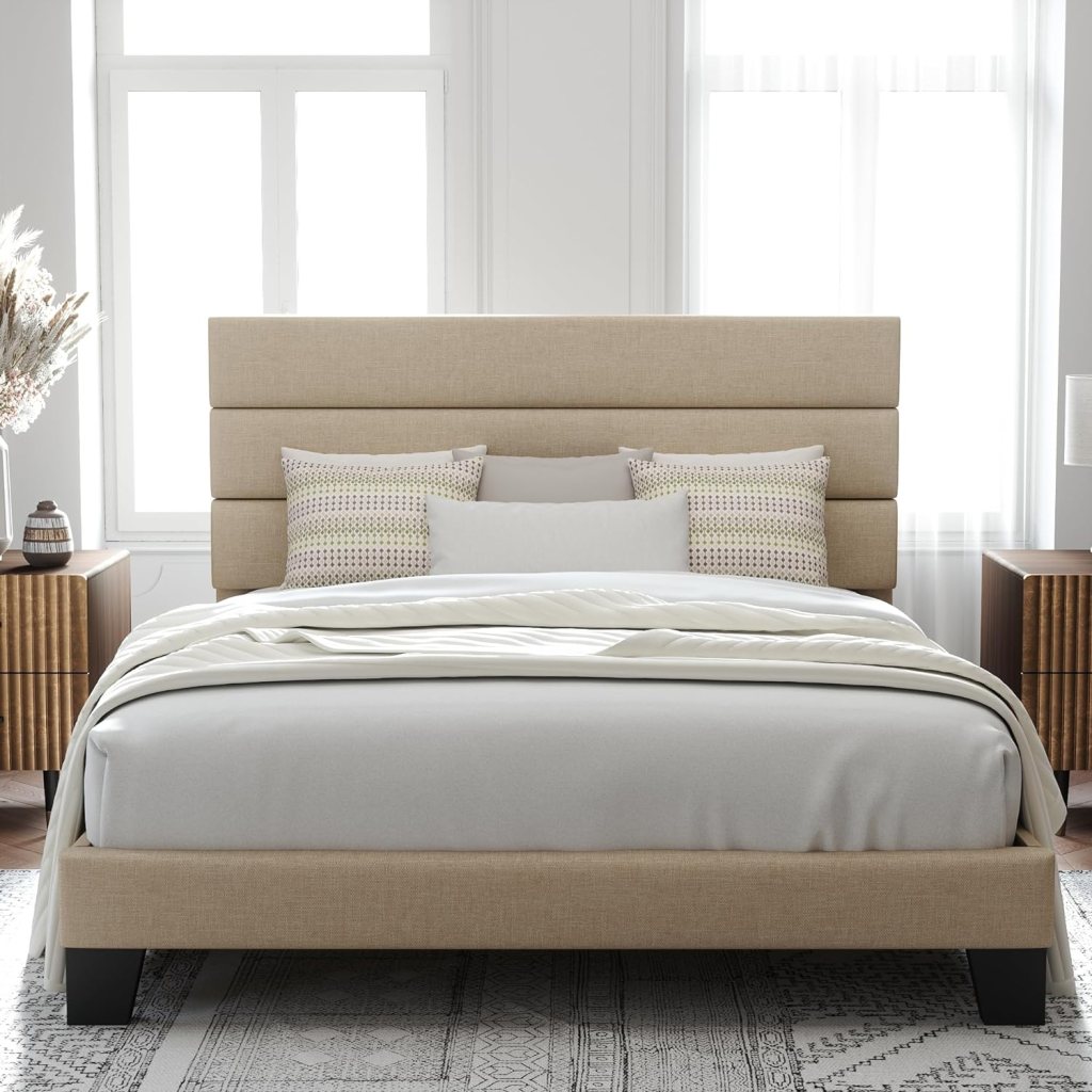 The Allewie bed frame boasts extra storage in a compact luxurious design.