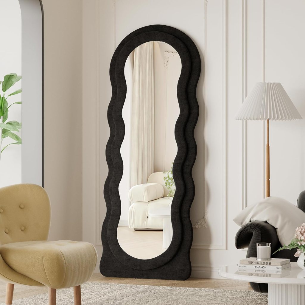 This wavy frame full length mirror is a fun addition to any room.